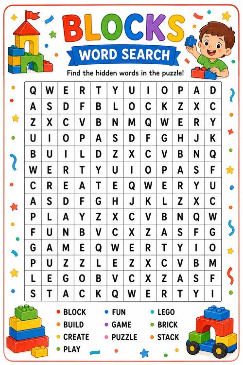 Blocks word search puzzle